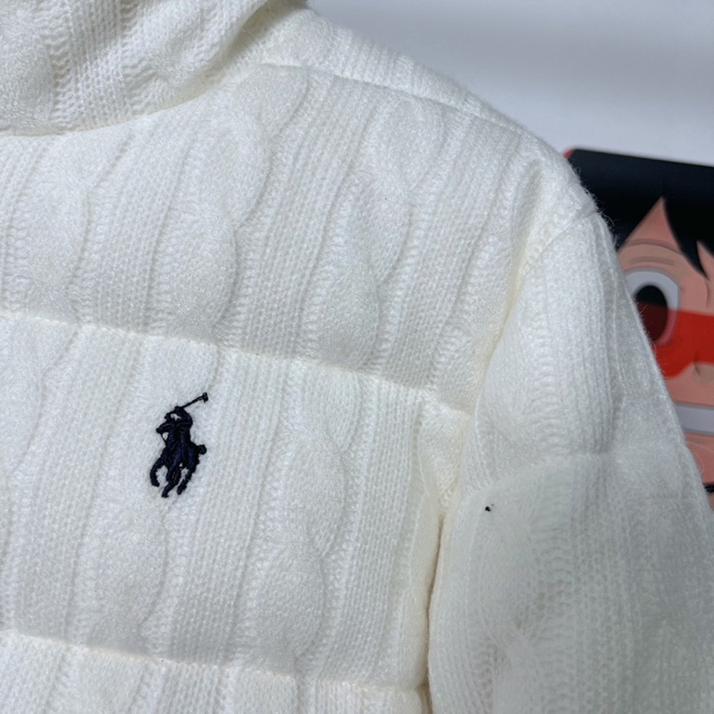 Ralph Lauren White Cable Knit Down Jacket - Picture 3 of 6